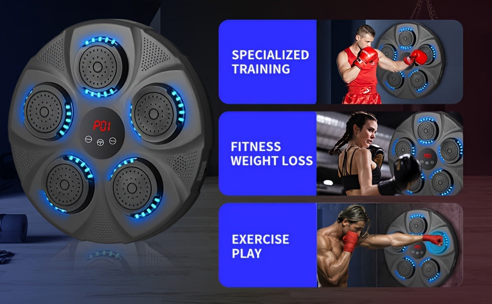 Electronic Music Boxing Machine, Boxing Training Punching Equipment, Wall Mounted Boxing Machine, Smart Boxing Target Workout Machine - Black
