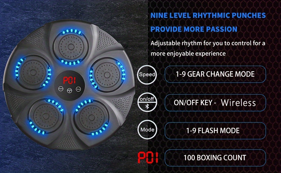 Electronic Music Boxing Machine, Boxing Training Punching Equipment, Wall Mounted Boxing Machine, Smart Boxing Target Workout Machine - Black