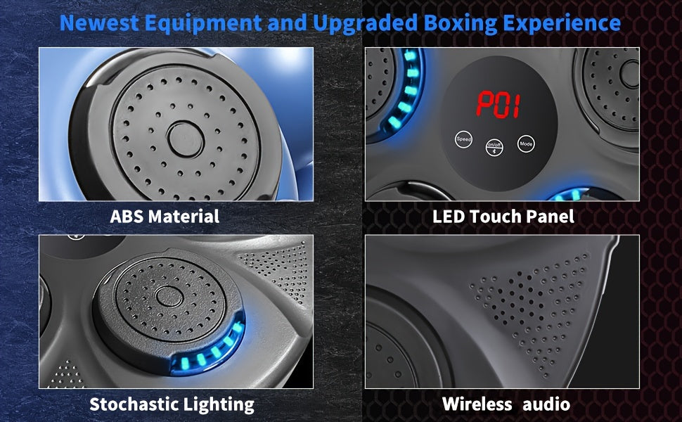 Electronic Music Boxing Machine, Boxing Training Punching Equipment, Wall Mounted Boxing Machine, Smart Boxing Target Workout Machine - Black