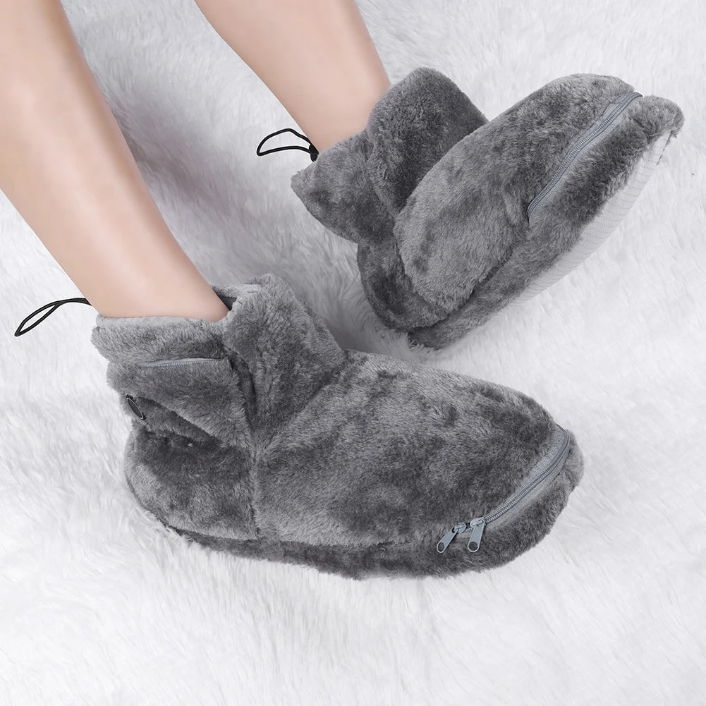 USB Heater Foot Shoes Winter Warm Snow Boots Comfortable Plush Warm Electric Slippers Foot Warmer Shoes for Men Women
