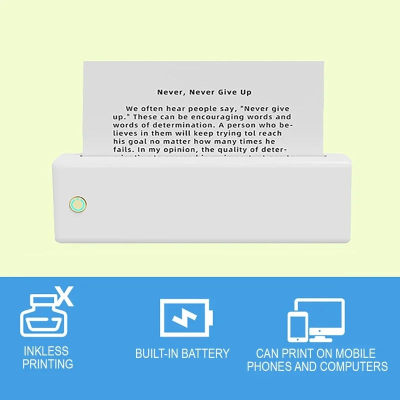 Bluetooth A4 Thermal Printer USB Charging for Contract PDF Document Photo Picture Study Office Wireless Mobile Printing Machine