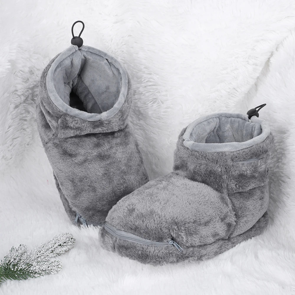USB Heater Foot Shoes Winter Warm Snow Boots Comfortable Plush Warm Electric Slippers Foot Warmer Shoes for Men Women