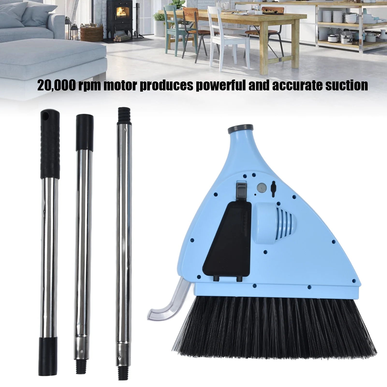 2 in 1 Vacuum Broom 2 in 1 Vacuum Sweeper USB Charging Cordless Vacuum Broom Cleaner for Household Bedroom USB Vacuum Sweeper