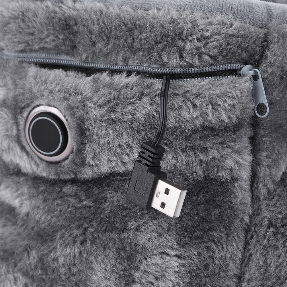 USB Heater Foot Shoes Winter Warm Snow Boots Comfortable Plush Warm Electric Slippers Foot Warmer Shoes for Men Women