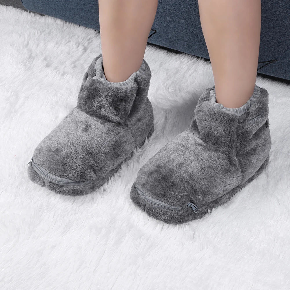 USB Heater Foot Shoes Winter Warm Snow Boots Comfortable Plush Warm Electric Slippers Foot Warmer Shoes for Men Women