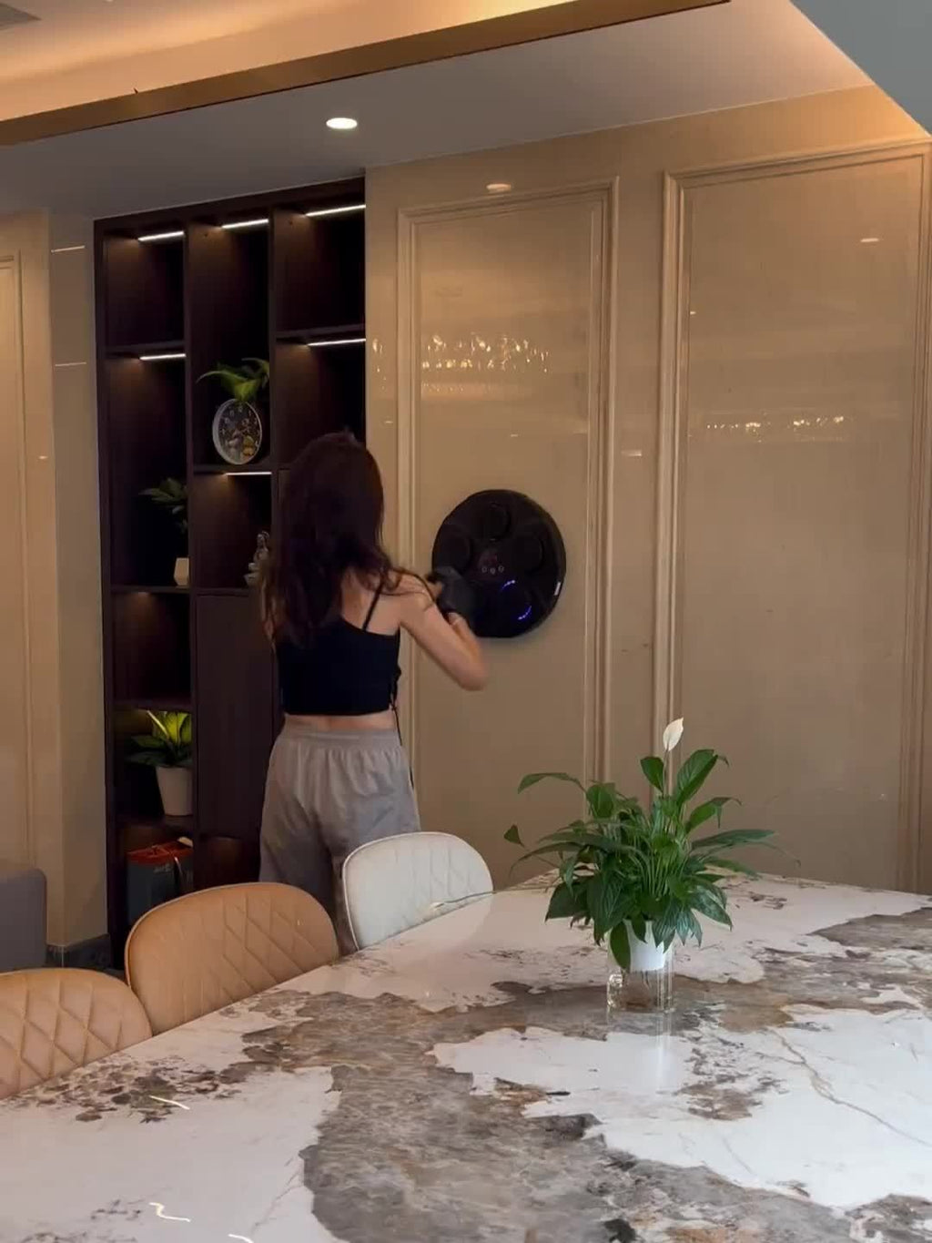 Electronic Music Boxing Machine, Boxing Training Punching Equipment, Wall Mounted Boxing Machine, Smart Boxing Target Workout Machine - Black