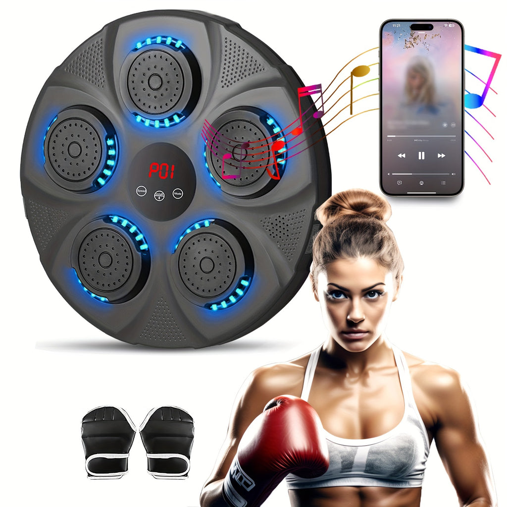 Electronic Music Boxing Machine, Boxing Training Punching Equipment, Wall Mounted Boxing Machine, Smart Boxing Target Workout Machine - Black