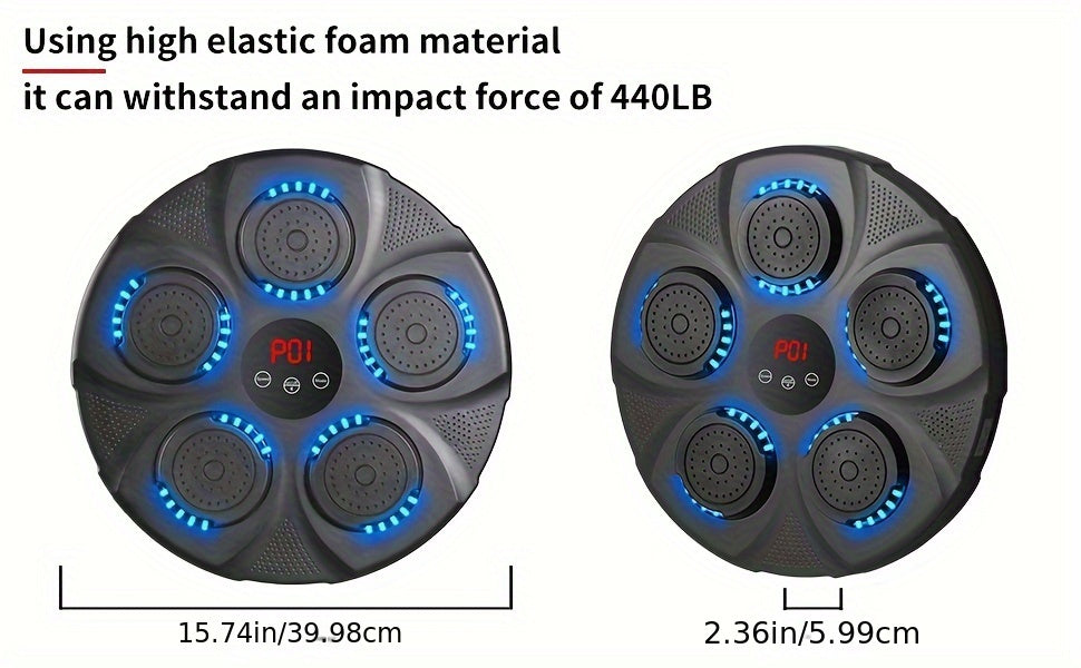 Electronic Music Boxing Machine, Boxing Training Punching Equipment, Wall Mounted Boxing Machine, Smart Boxing Target Workout Machine - Black