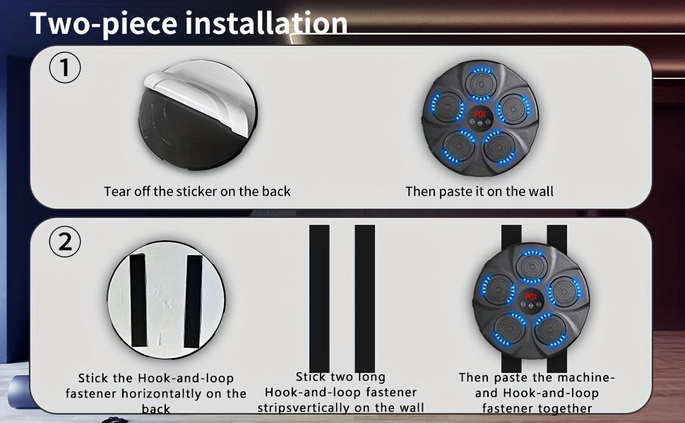 Electronic Music Boxing Machine, Boxing Training Punching Equipment, Wall Mounted Boxing Machine, Smart Boxing Target Workout Machine - Black