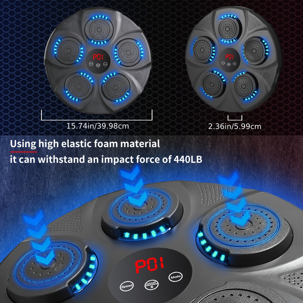 Electronic Music Boxing Machine, Boxing Training Punching Equipment, Wall Mounted Boxing Machine, Smart Boxing Target Workout Machine - Black